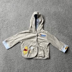 Disney Winnie the Pooh Jacket Baby 3-6M Gray Forest Friends Hooded Button Up